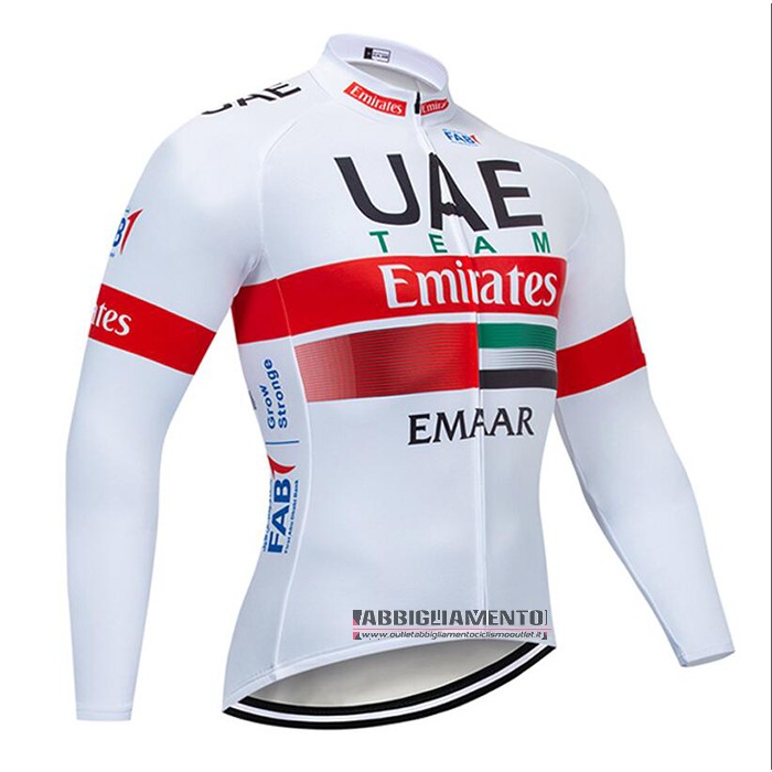 Abbigliamento UAE 2020 Manica Lunga e Calzamaglia Con Bretelle Bianco Rosso - Clicca l'immagine per chiudere